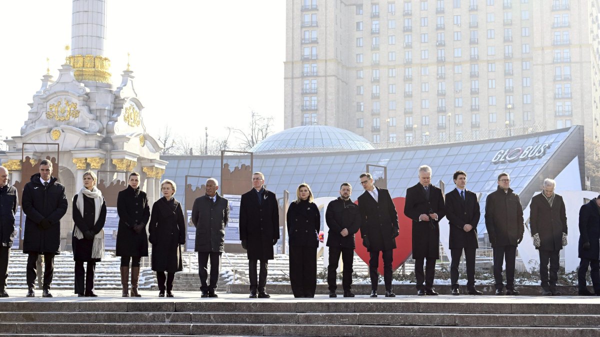 The 13 foreign leaders visiting Kiev on the third anniversary of the war.