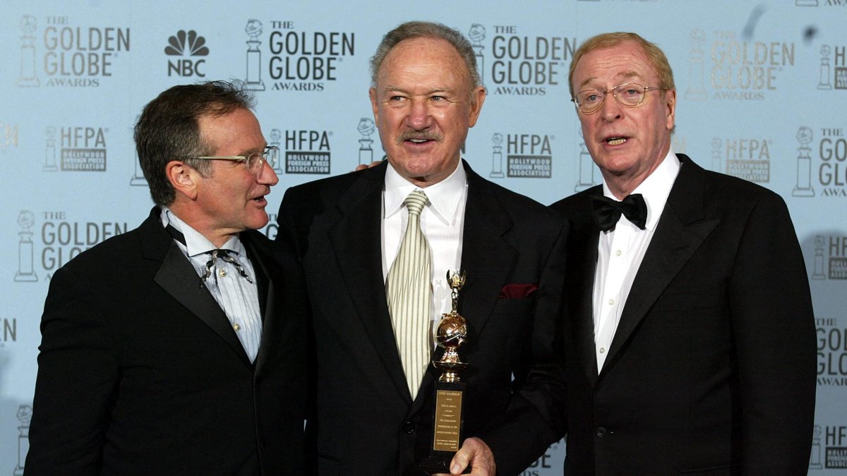 Gene Hackman is joined by his co-stars Robin Williams and Michael Caine.