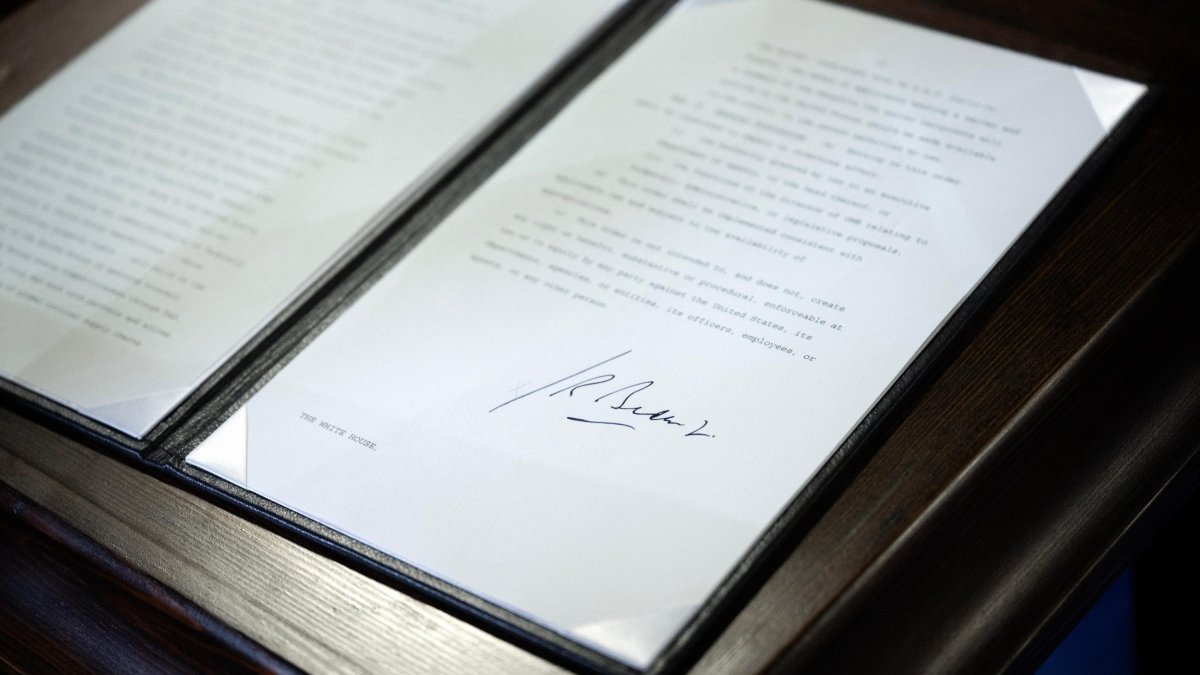 President Joe Biden's signature on an executive order.