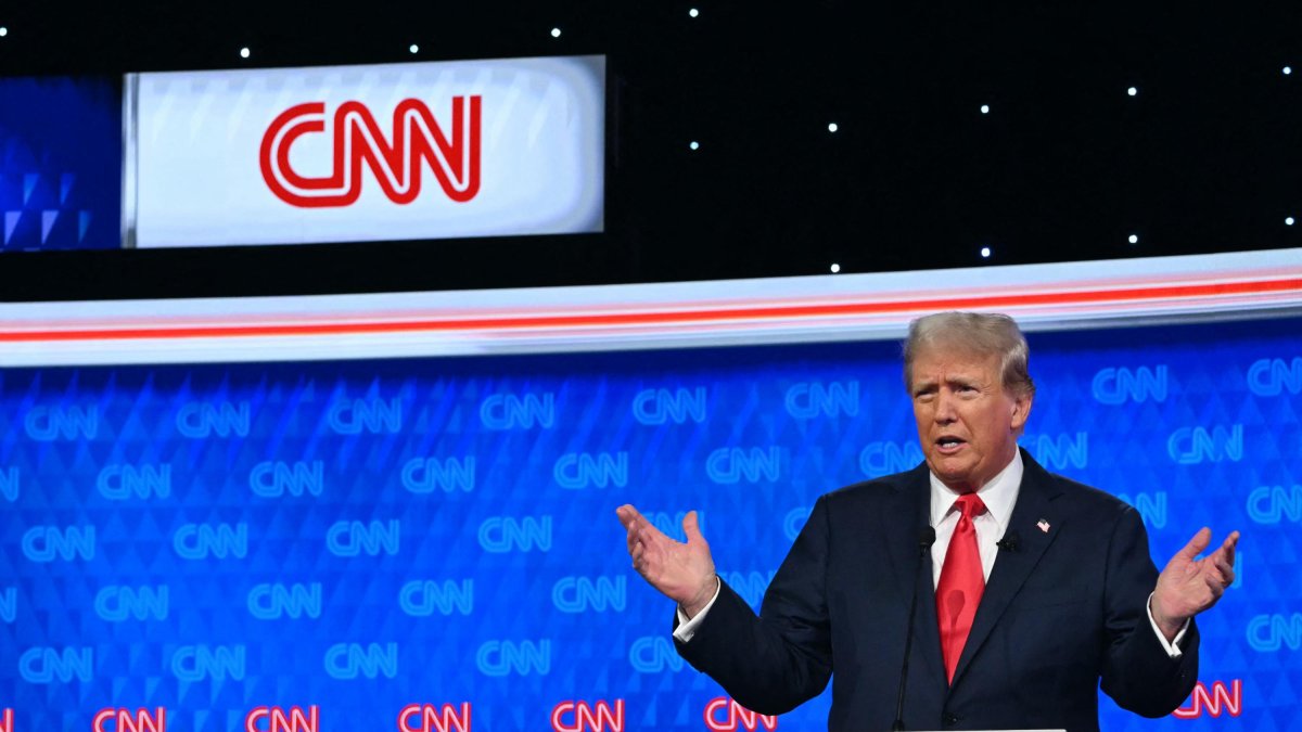 Donald Trump at CNN's studios