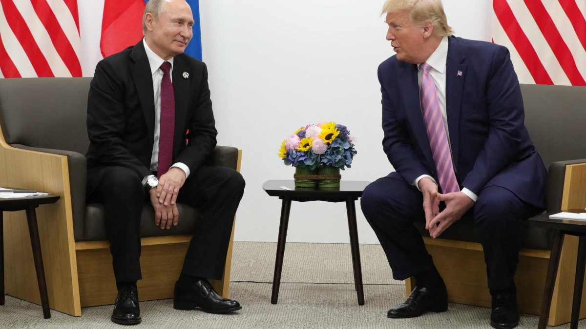 Vladimir Putin and Donald Trump, during a summit in 2019. File image