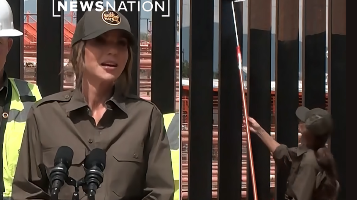 Kristi Noem pinta el muro fronterizo