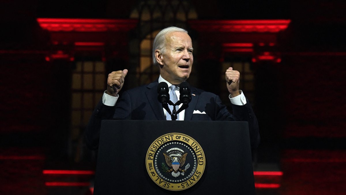 Former President Joe Biden during a speech