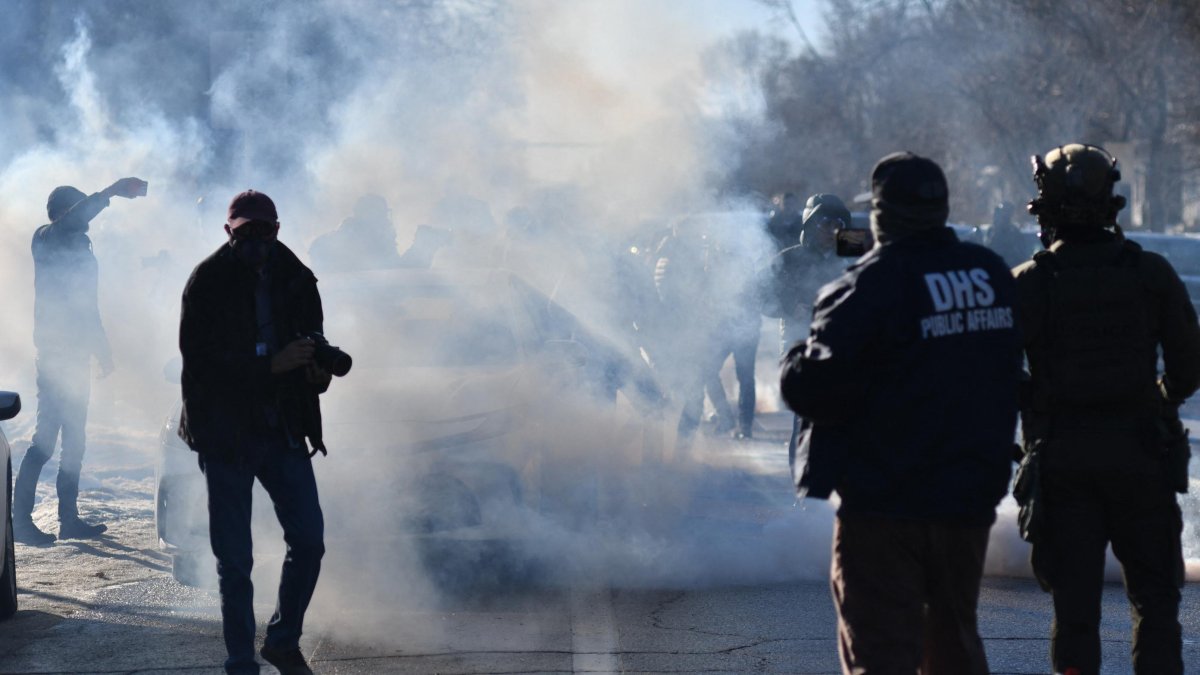 ICE and DHS agents during an immigration raid (File).