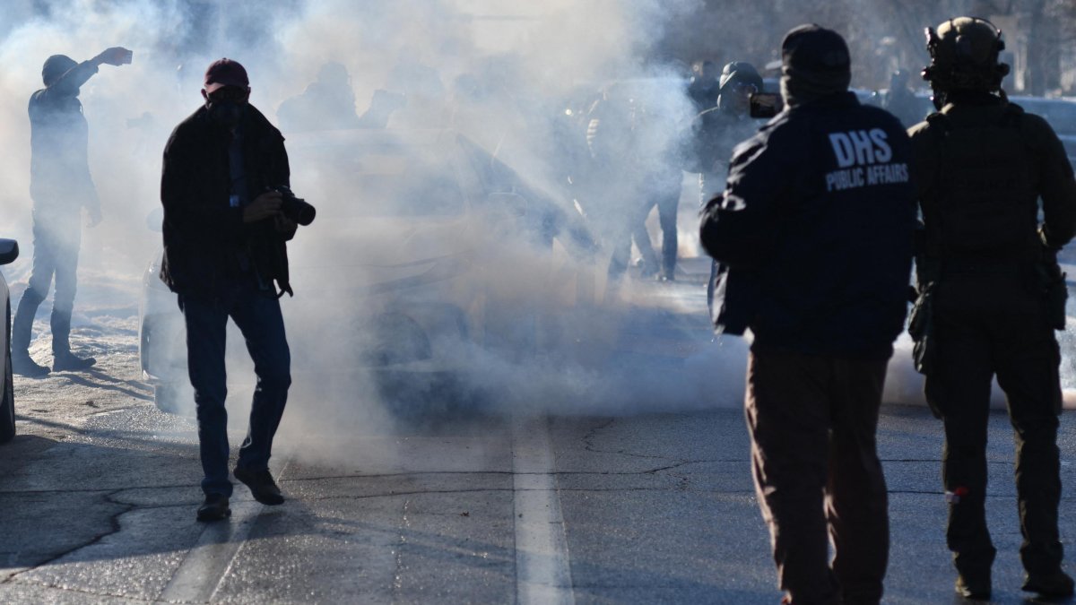 ICE and DHS agents during an immigration raid (File).