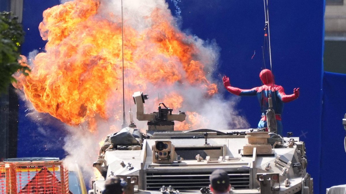 Grabación de una película de Spiderman