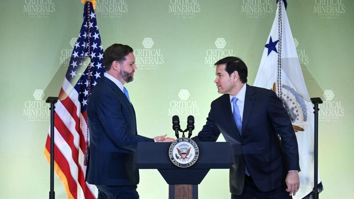 JD Vance shakes hands with Secretary of State Marco Rubio