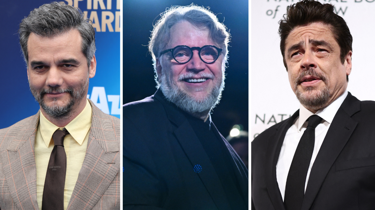 Hispanos por el Oscar 2026: Wagner Moura (I), Guillermo del Toro (C) Benicio del Toro(D)
