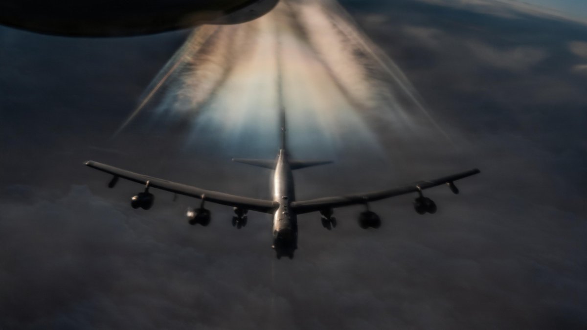 A B52 prepares to refuel in the air.