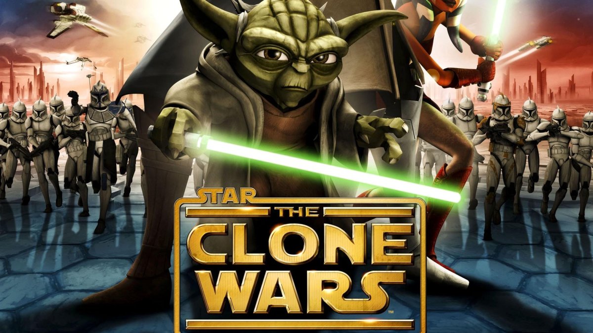 Cartel de las Clone Wars con Yoda en primer plano