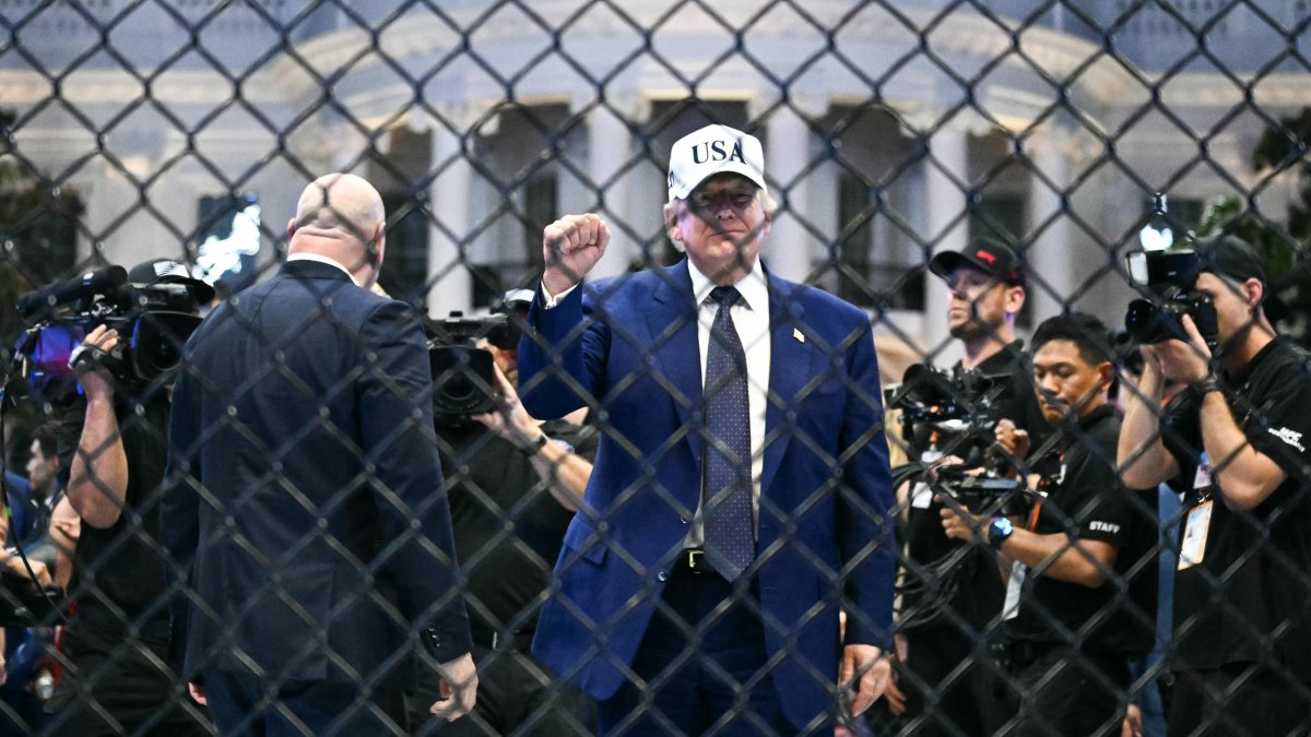 Donald Trump in the Octagon at the conclusion of UFC Freedom 250