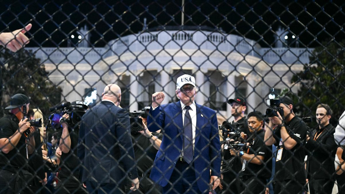 Donald Trump in the Octagon at the conclusion of UFC Freedom 250
