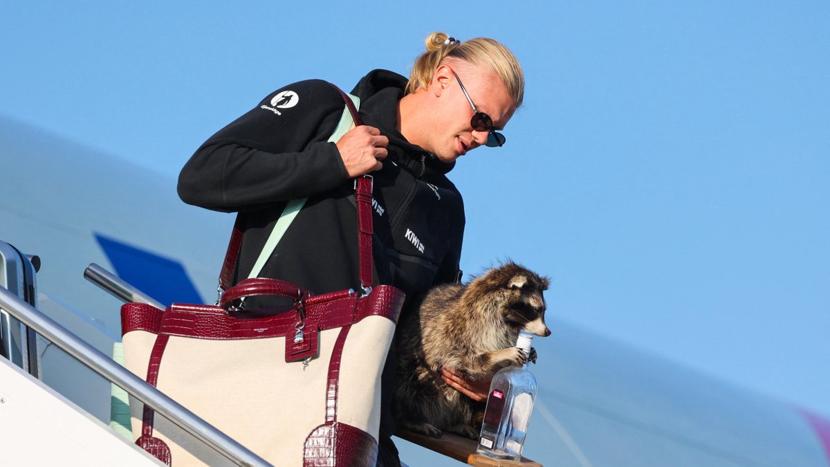 Erling Braut Haaland steps off a plane (File photo)