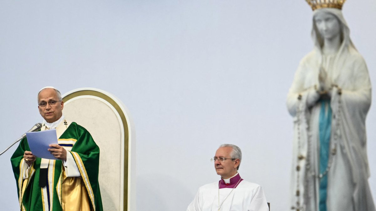 Leo XIV during his visit to Lourdes