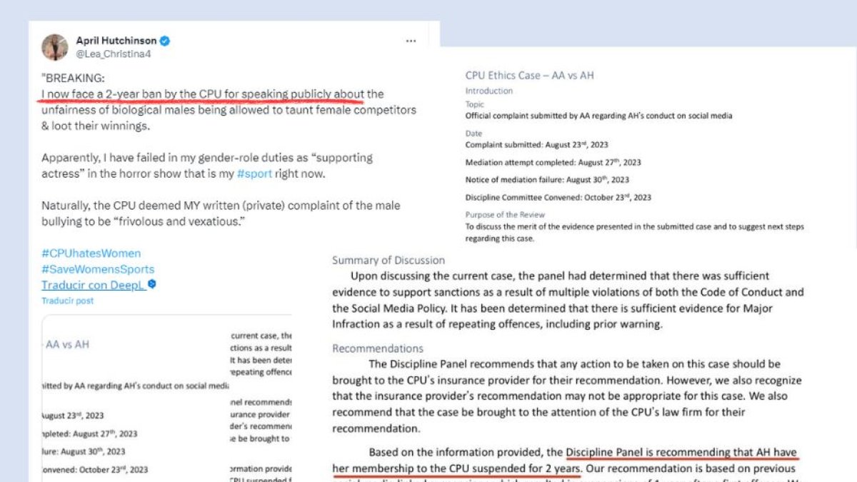 La Unión Canadiense de Powerlifting suspende por dos años a una atleta por llamar a un oponente 