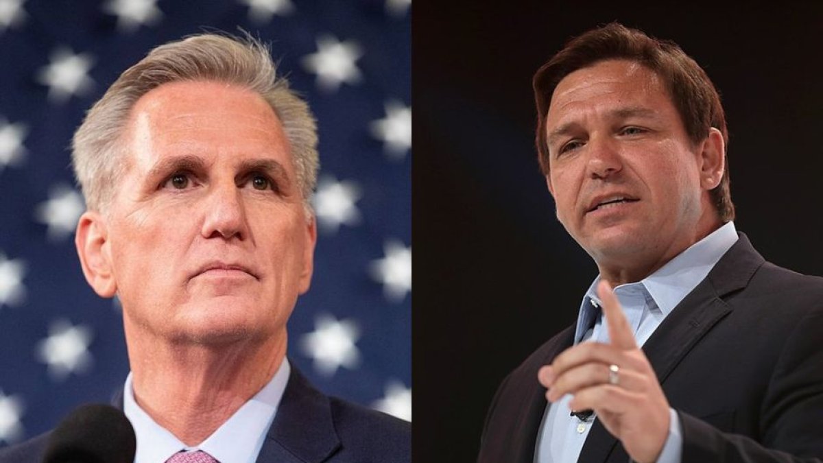 Motanje Voz Media, Kevin McCarthy (i) y Ron DeSantis (d) / Fotos de Wikimedia Commons