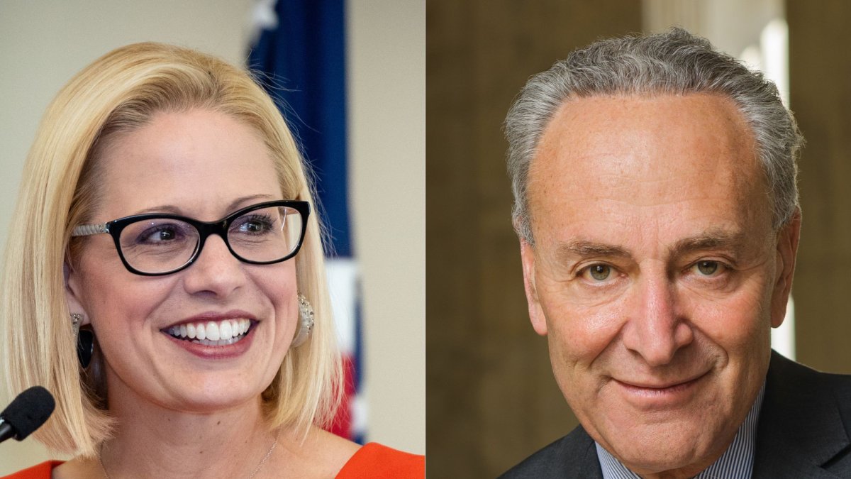 Kyrsten Sinema (I); Chuck Schumer (D) / Wikimedia Commons