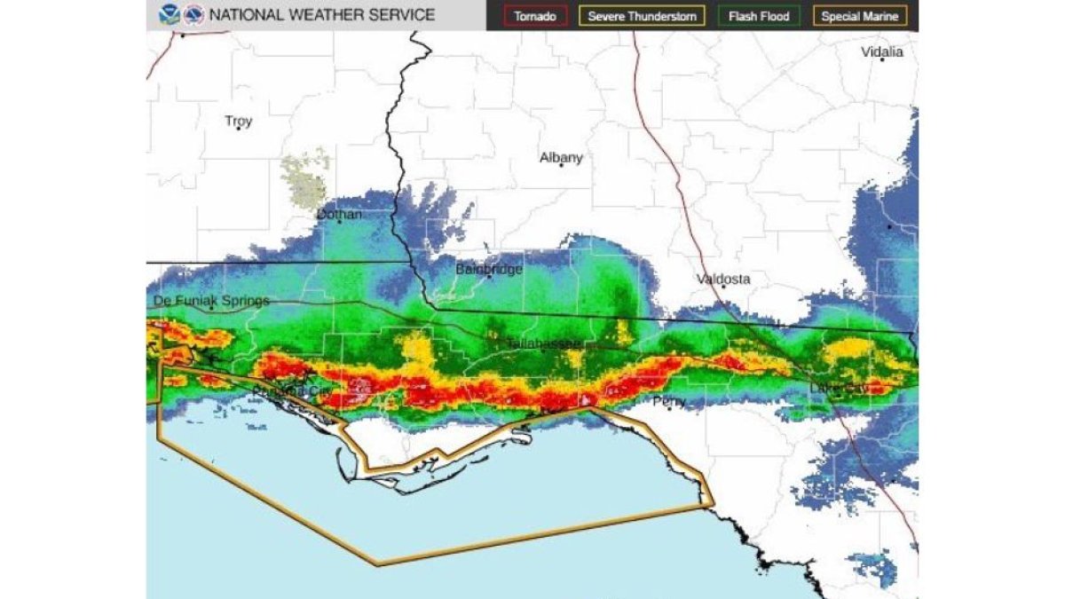 (Captura de pantalla Centro Nacional de Meteorología/ Twitter alcalde de Tallahassee)