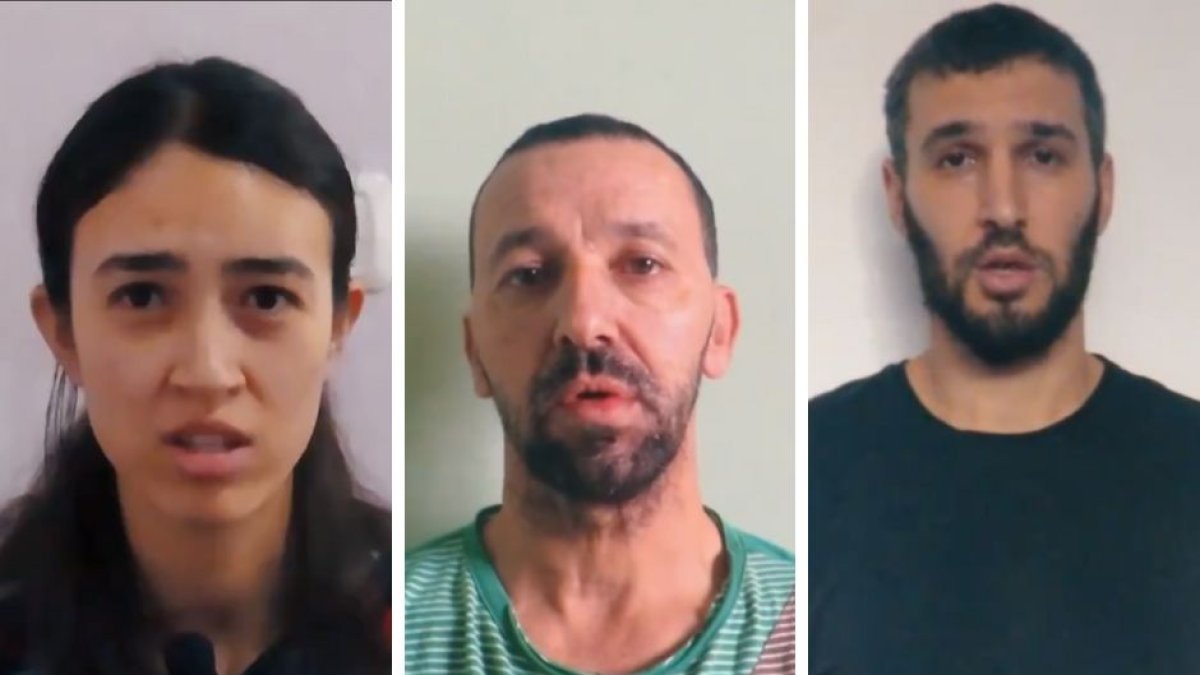 De izqda. a dcha: Noa Argamani, Yossi Sharabi e Itay Svirsky. (Captura de Vídeo)