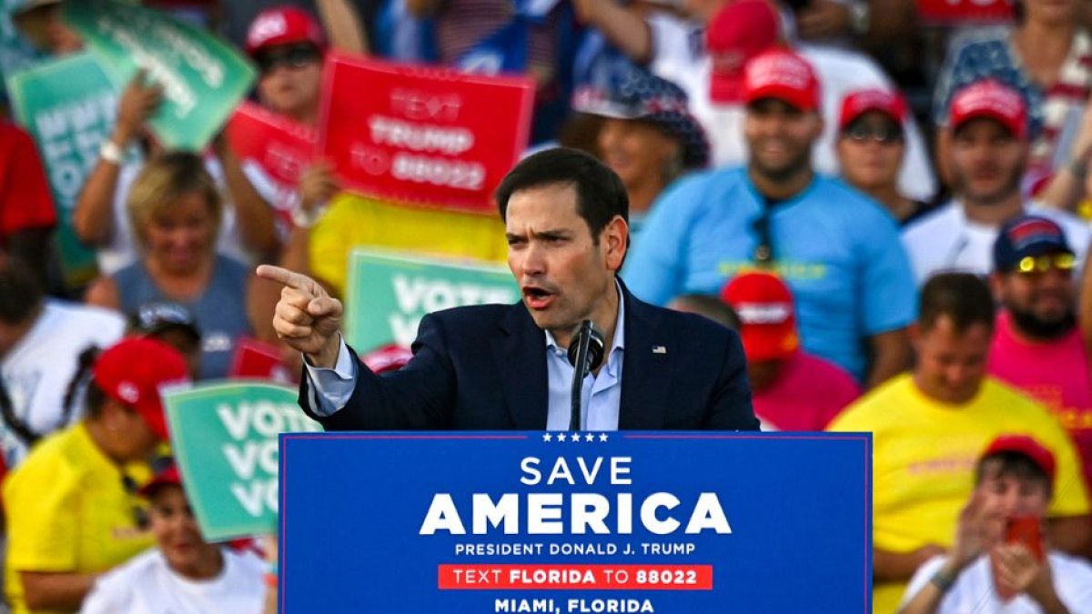 El senador Marco Rubio en un mitin político organizado por la campaña Trump. (AFP)