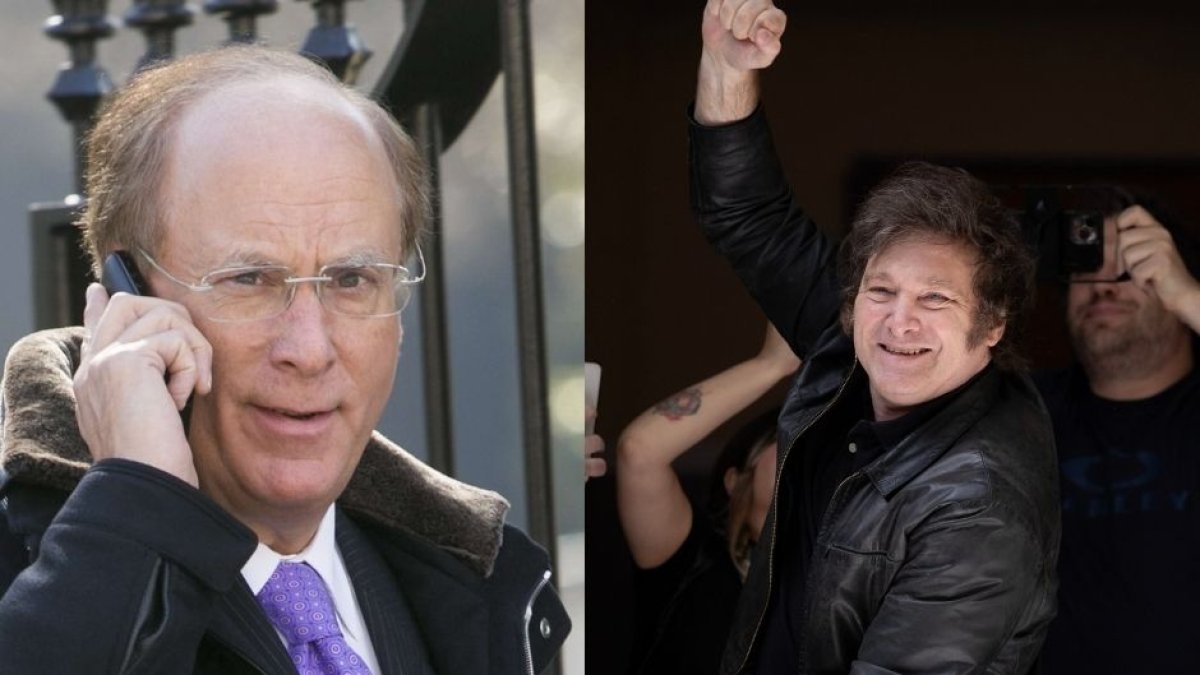 Larry Fink (i) y Javier Milei (d) / (Montaje Voz Media; fotos de Cordon Press)