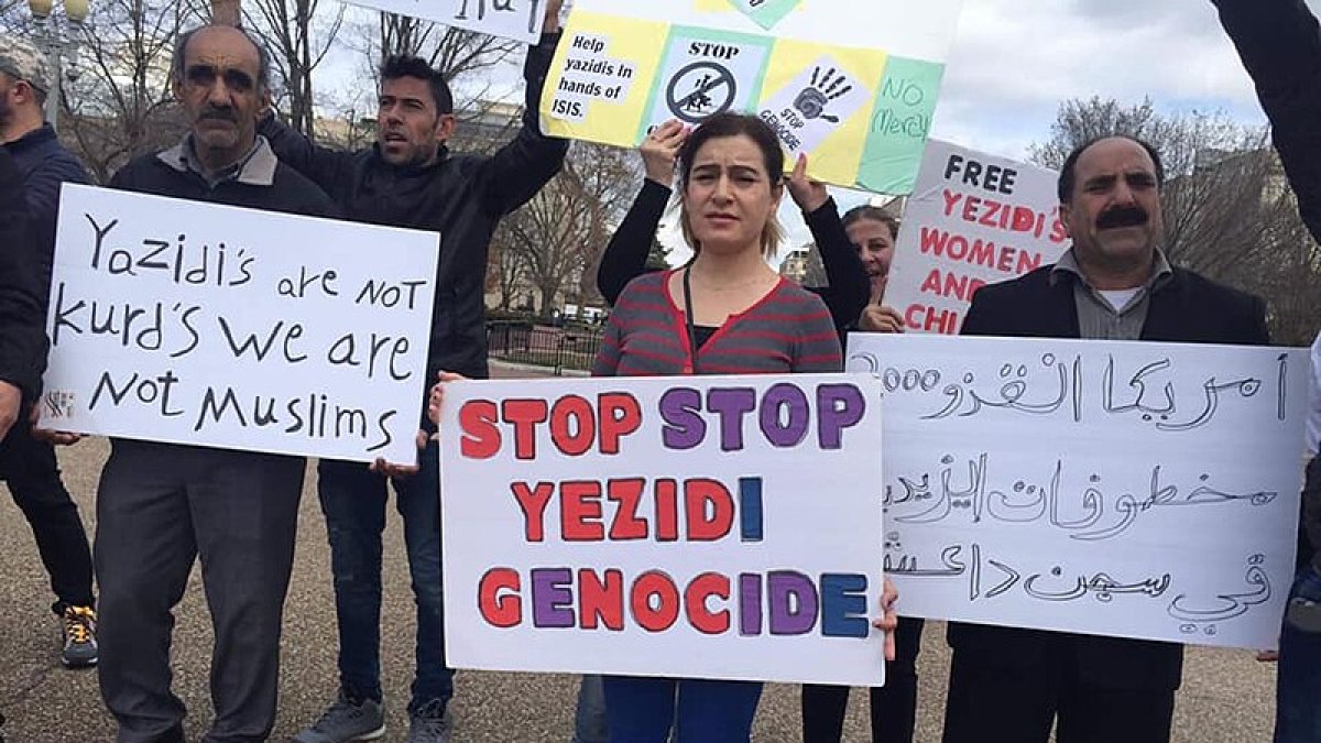Yazidi demonstration in front of the White House in 2019.