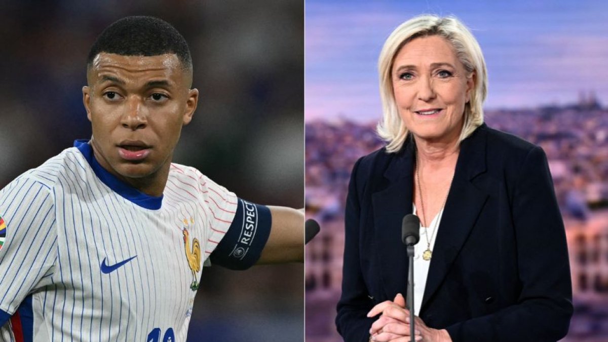 El futbolista francés Kylian Mbappé y la líder conservadora francesa