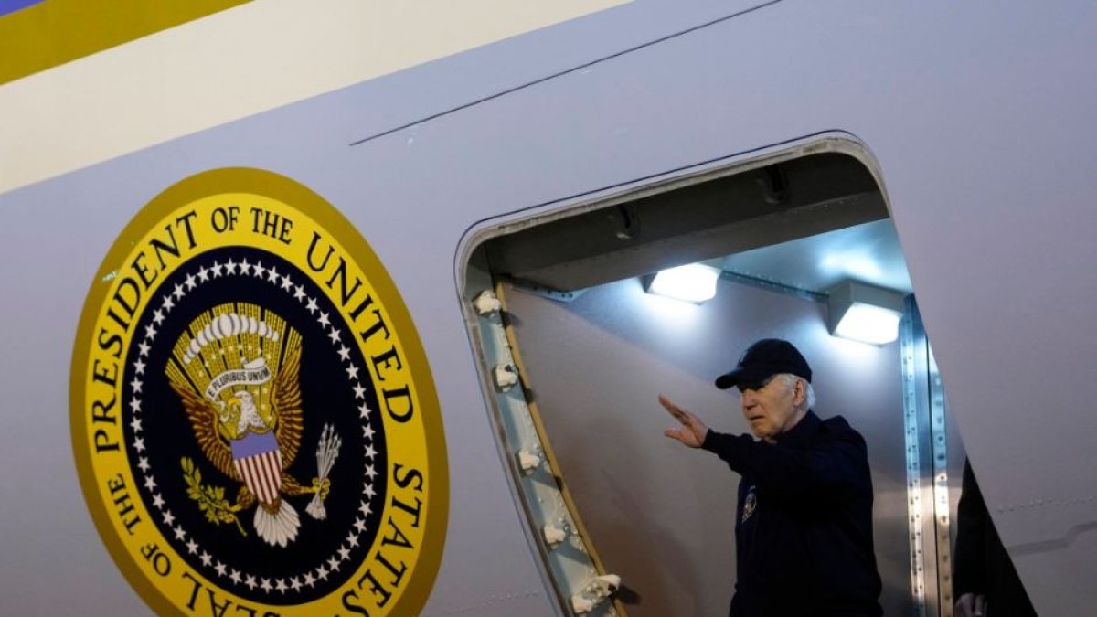 Joe Biden, descending from Air Force One.
