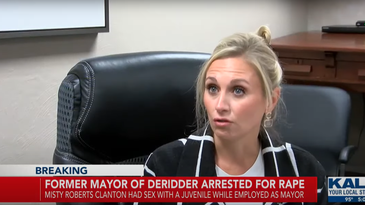 Former DeRidder Mayor Misty Roberts during a television interview.