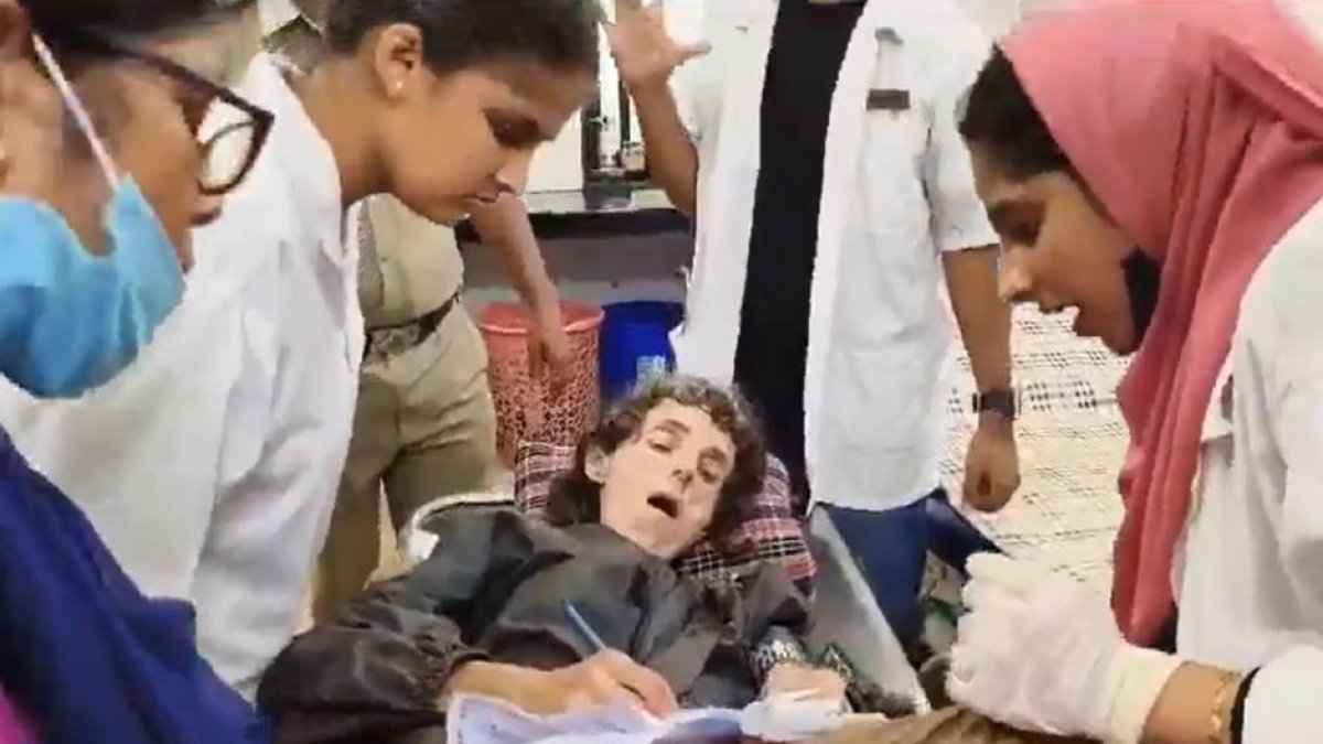 Lalita Kayi Kumar arrives at a hospital in India.