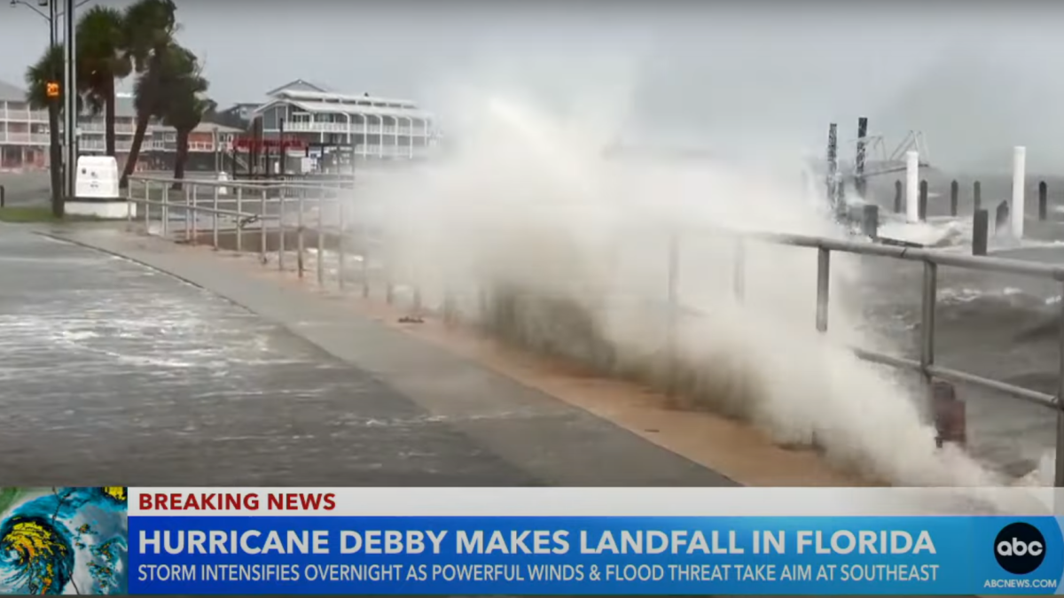 Screenshot of storm 'Debby' as it passes through Florida on August 5, 2024.