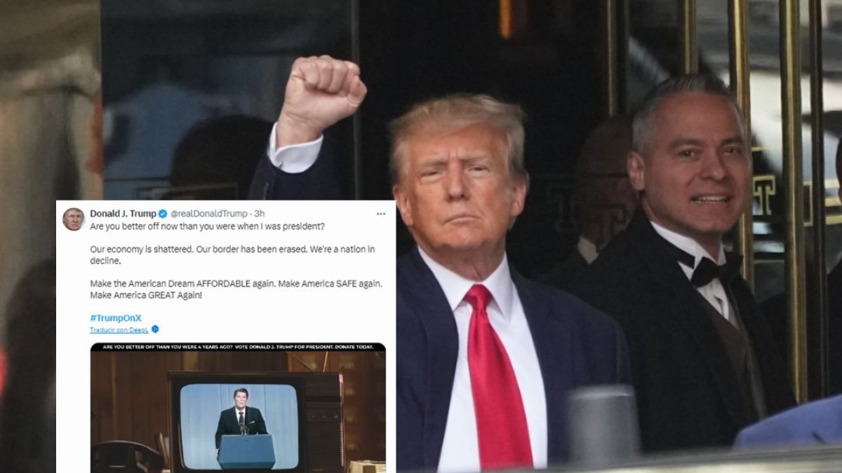 Donald Trump, en una foto de archivo y la última publicación del candidato republicano.