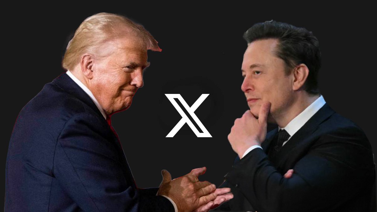 Montage of the space between Elon Musk and Donald Trump