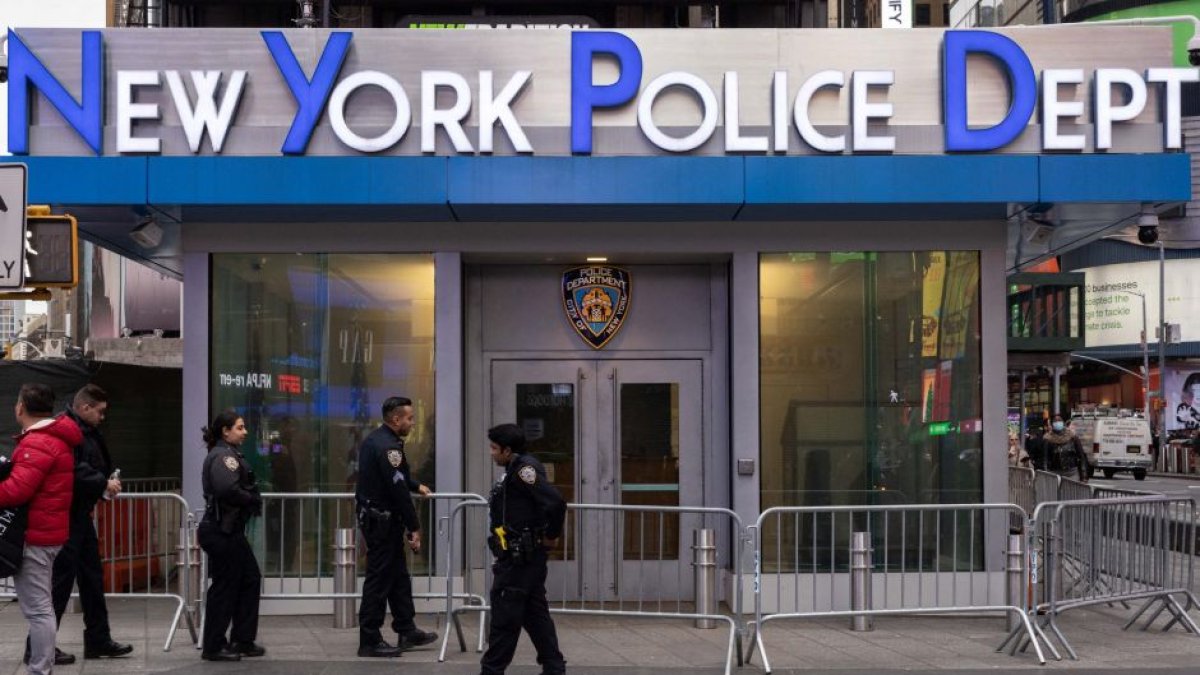 El recinto del Departamento de Policía de la Ciudad de Nueva York en Times Square