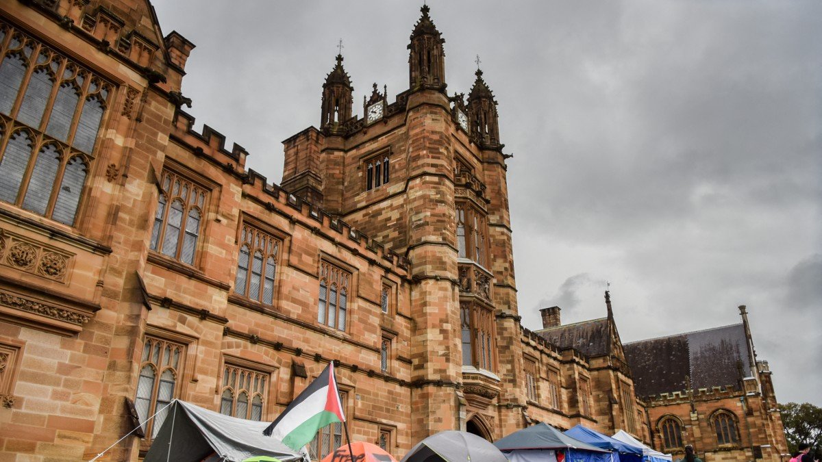 Pro-Hamas encampment at the University of Sydney.