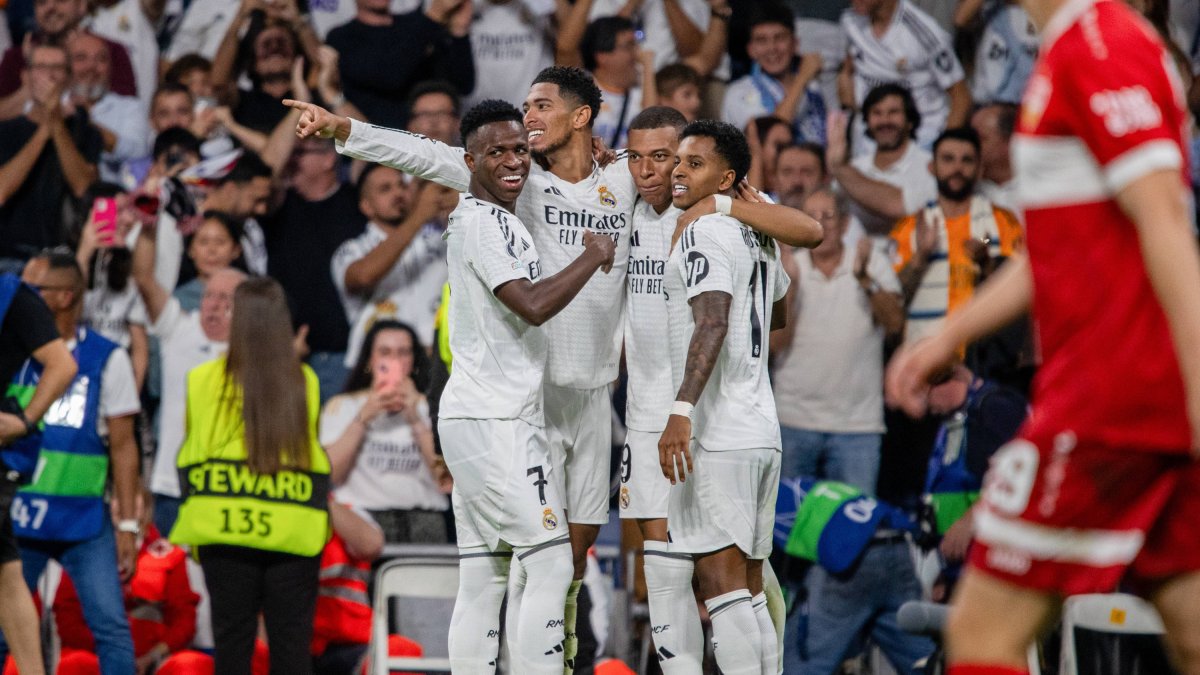 From left to right, Vinícius Jr, Bellingham, Mbappé and Rodrygo