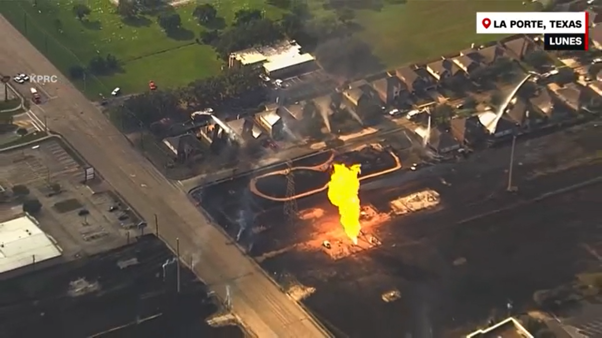 Gas plant fire in La Porte, Texas.