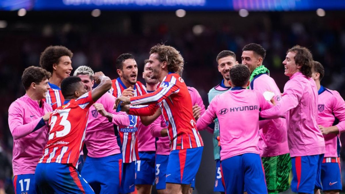 Atletico Madrid celebrate victory over RB Leipzig