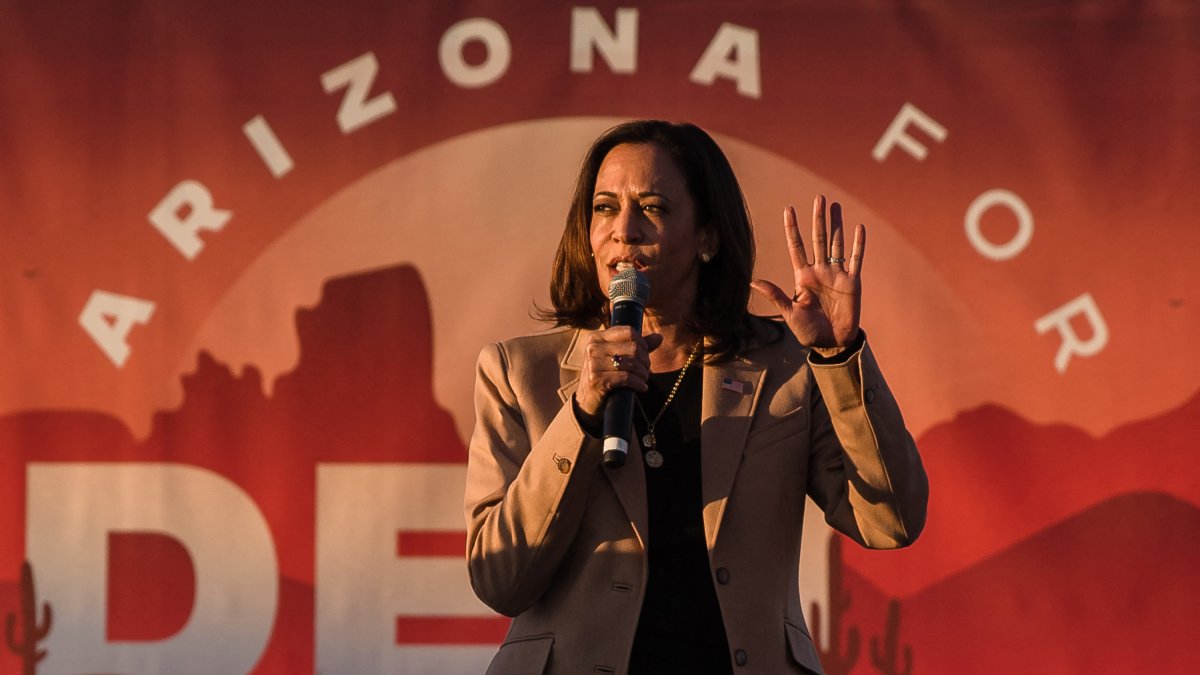 Kamala Harris during a speech in Phoenix, Arizona