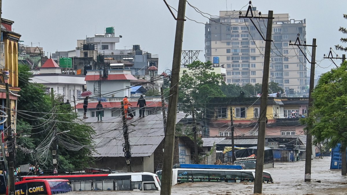 Consequences of heavy rains in Nepal and its capital, Kathmandu.