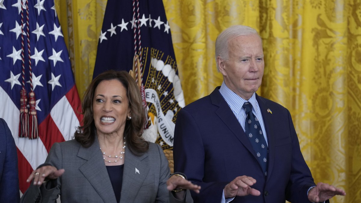 Kamala Harris and Joe Biden in an appearance at the White House.