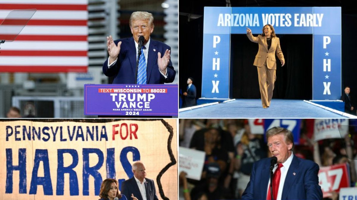 Mítines de Trump y Kamala Harris en cuatro estados bisagra