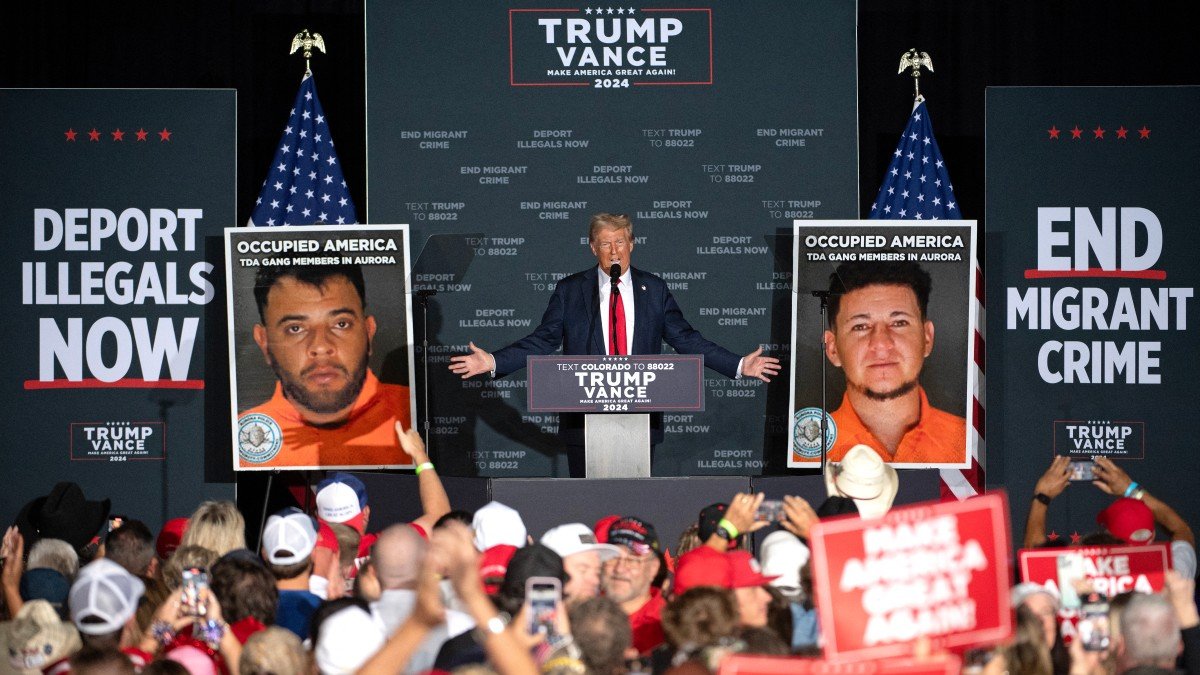 Trump at a rally from Aurora, Colorado - AFP