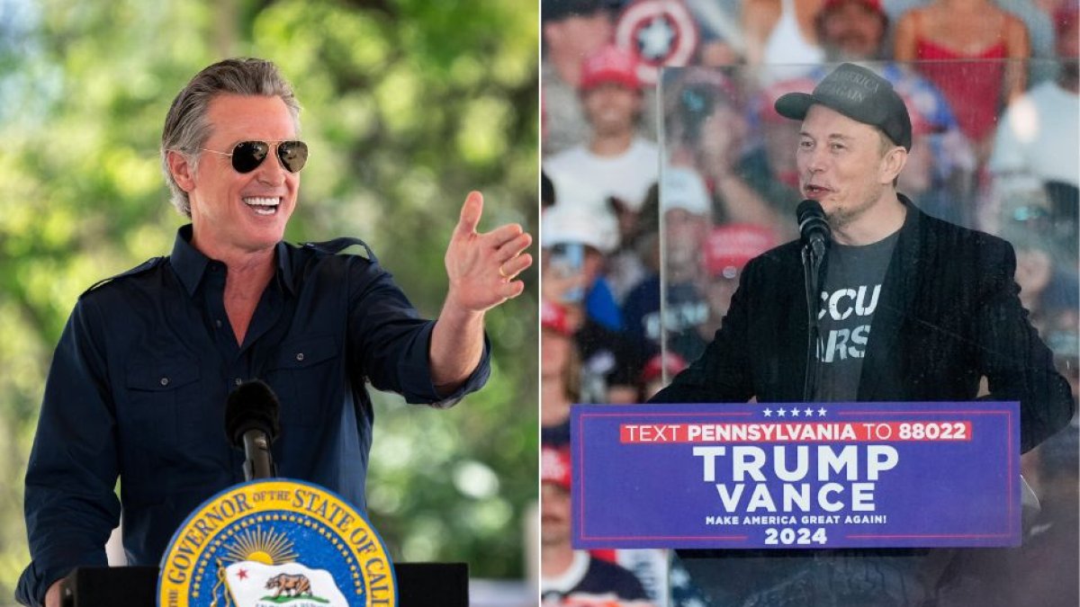 Gavin Newsom (izquierda) e Elon Musk (derecha)