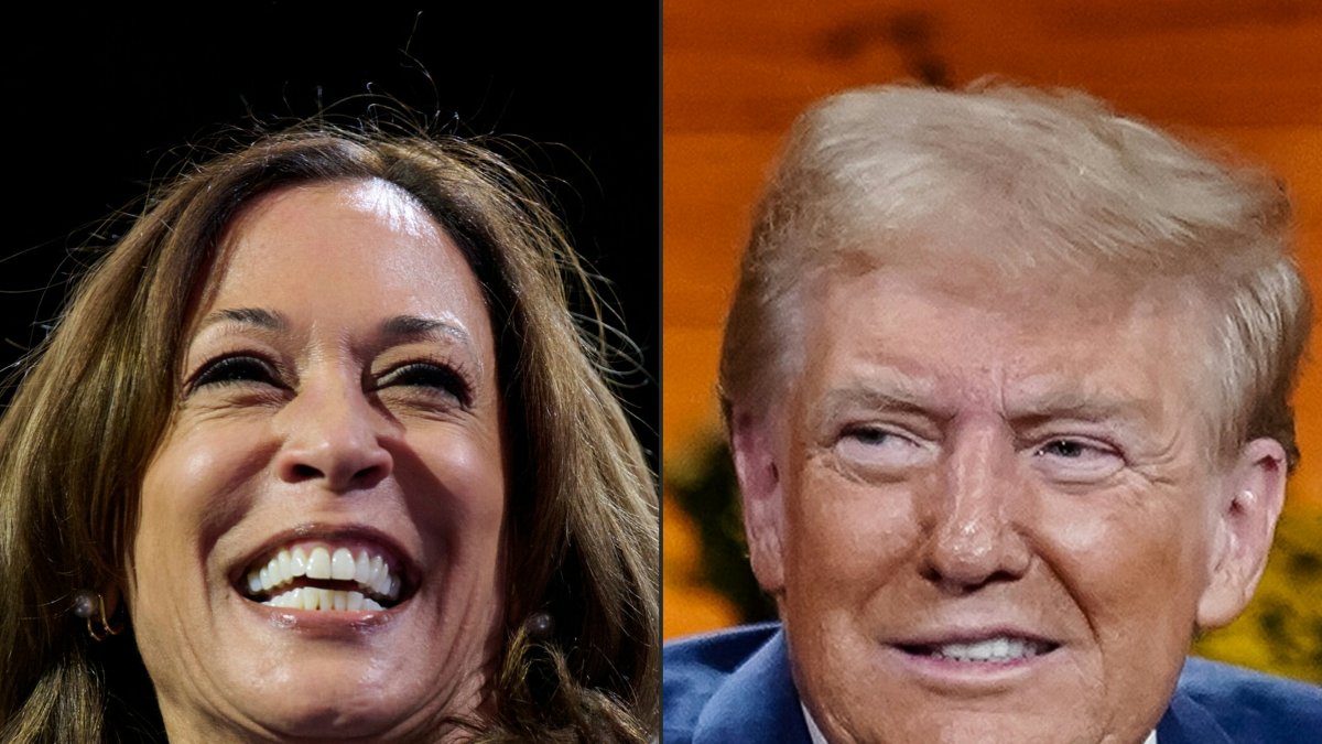 Edited image of Kamala Harris (left) and Donald Trump (right)