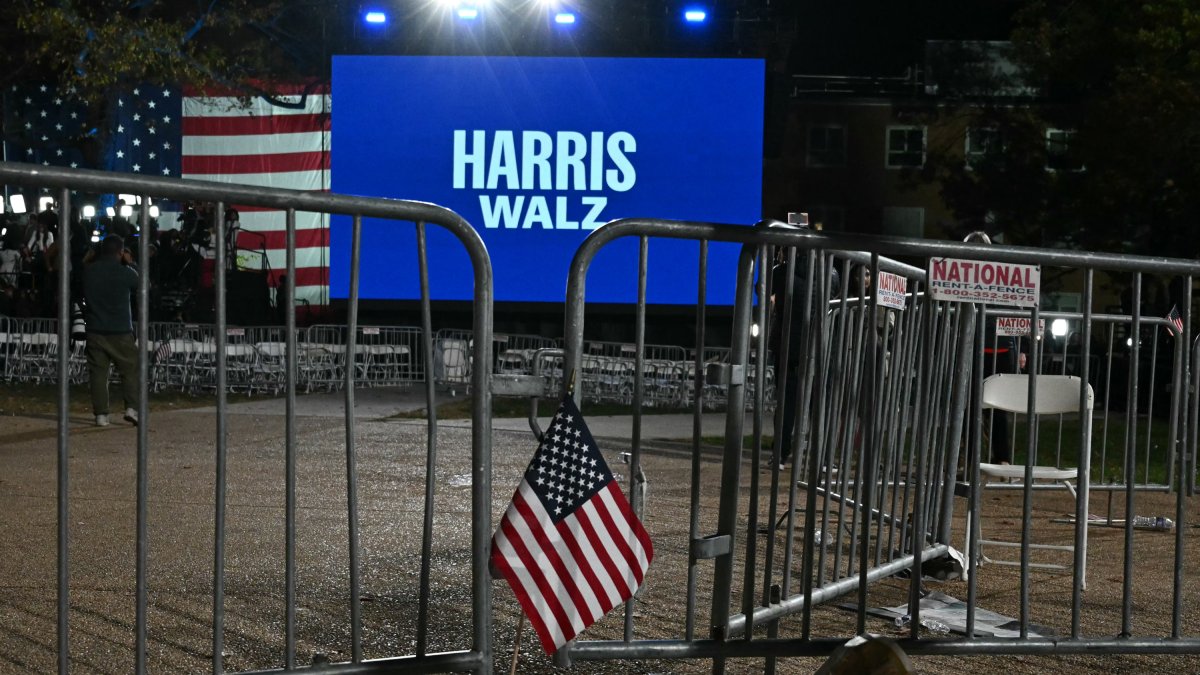 Democratic supporters leave rallies after Harris defeat.