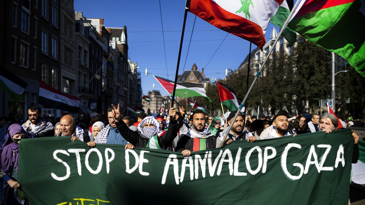 Pro-Hamas protest in Amsterdam, Netherlands.