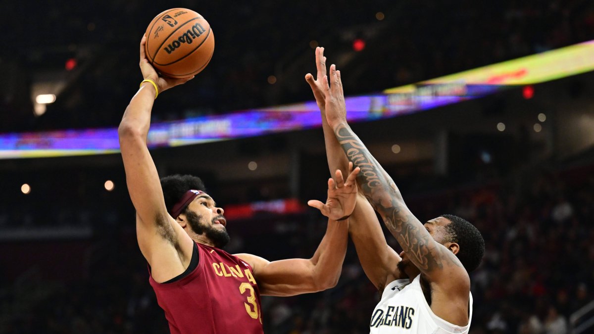 Jarrett Allen, facing the New Orleans Pelicans