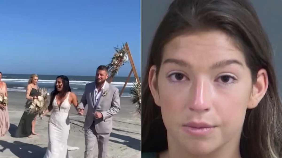 Samantha Miller en su boda (izq) y su homicida Jamie Lee Komoroski (der)