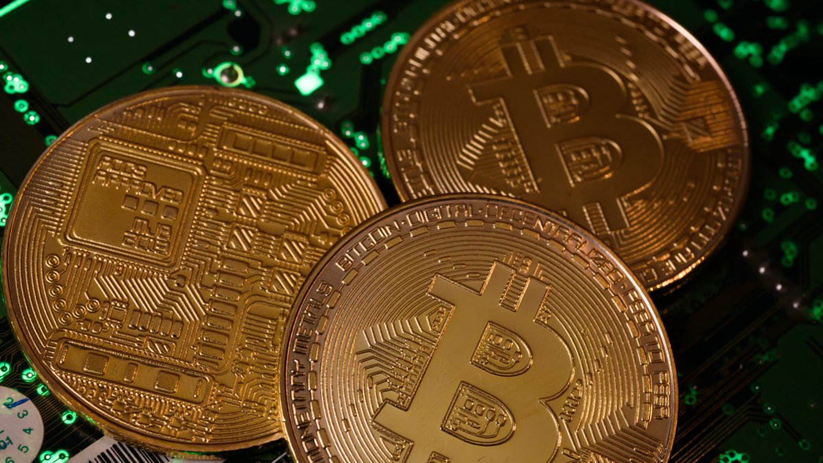 Ilustración de una moneda conmemorativa del Bitcoin